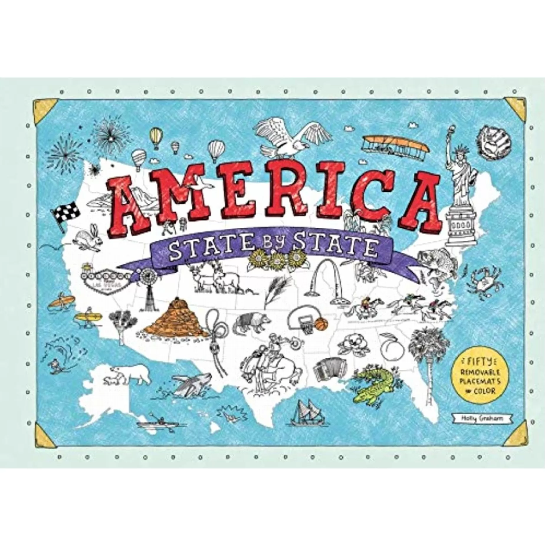 America State By State: Fifty Removable Placemats To Color<HARPER COLLINS PUBLISHERS Cheap