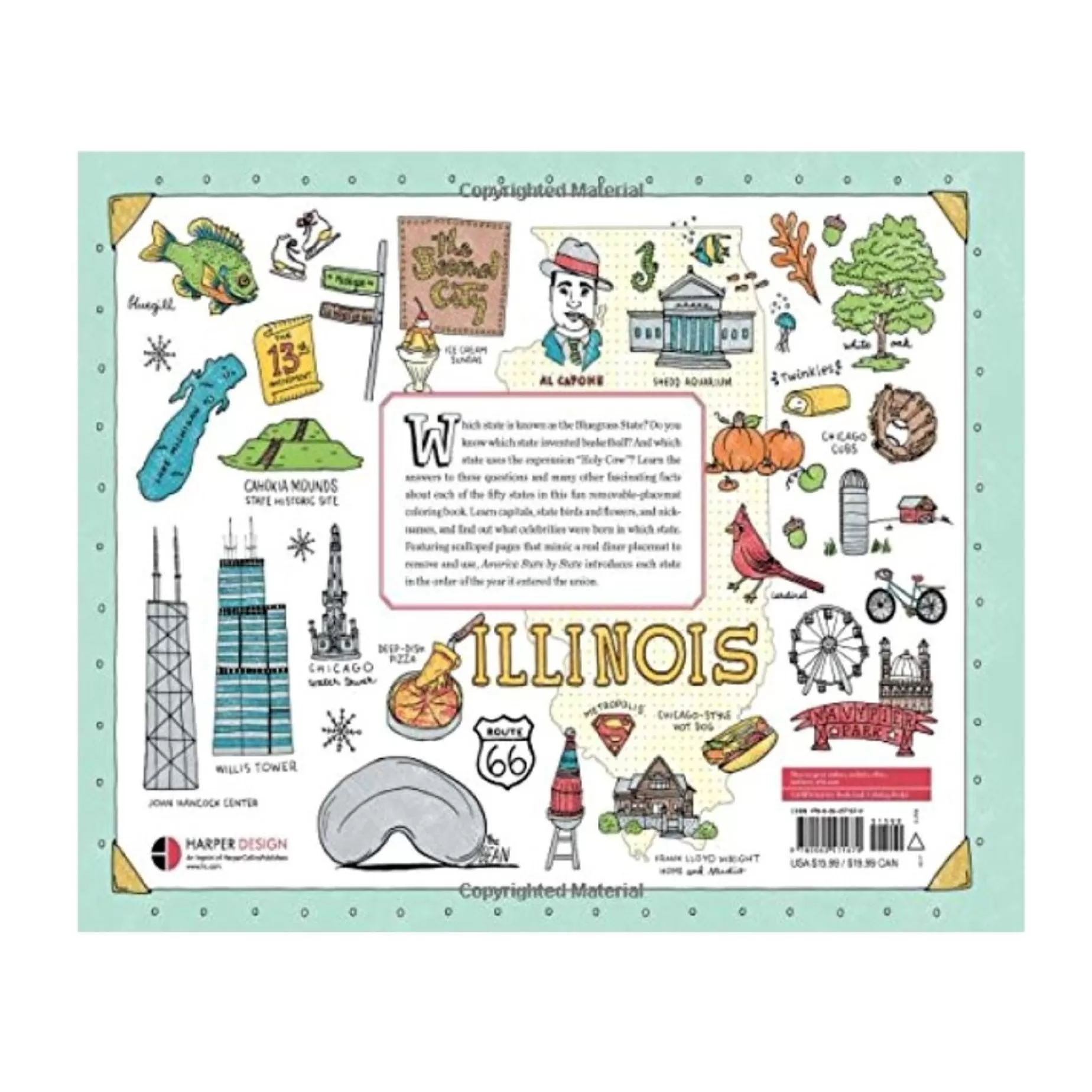 America State By State: Fifty Removable Placemats To Color<HARPER COLLINS PUBLISHERS Cheap