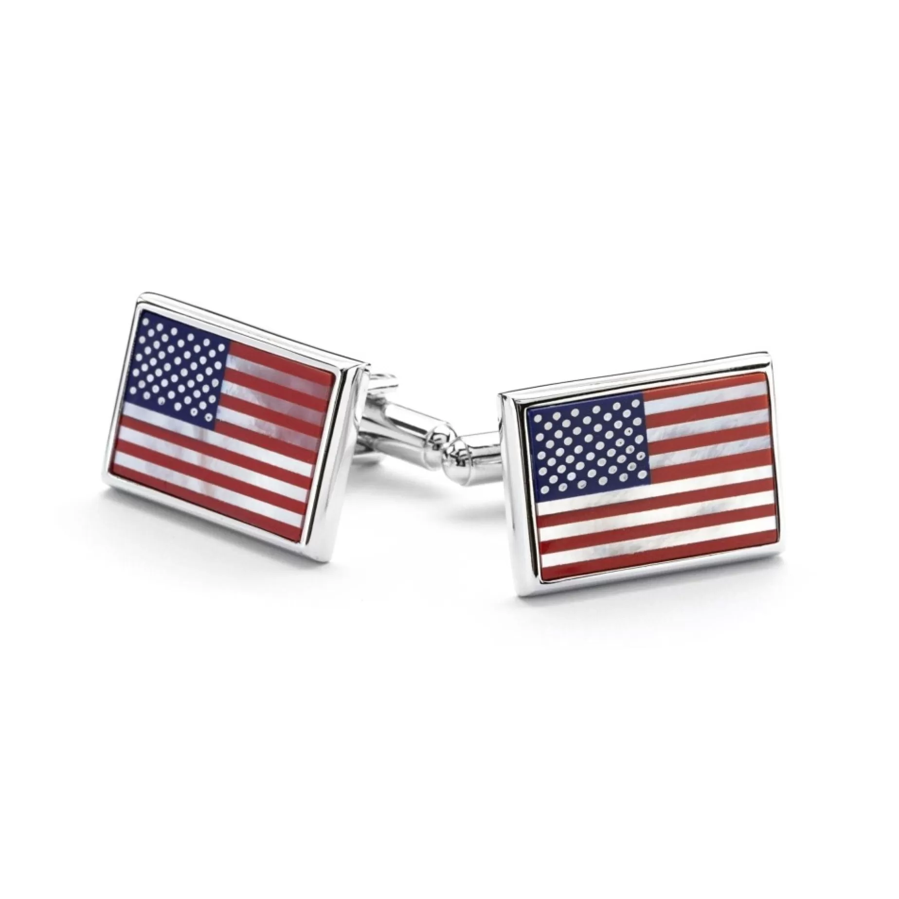 American Flag Gemstone Cufflinks<* New