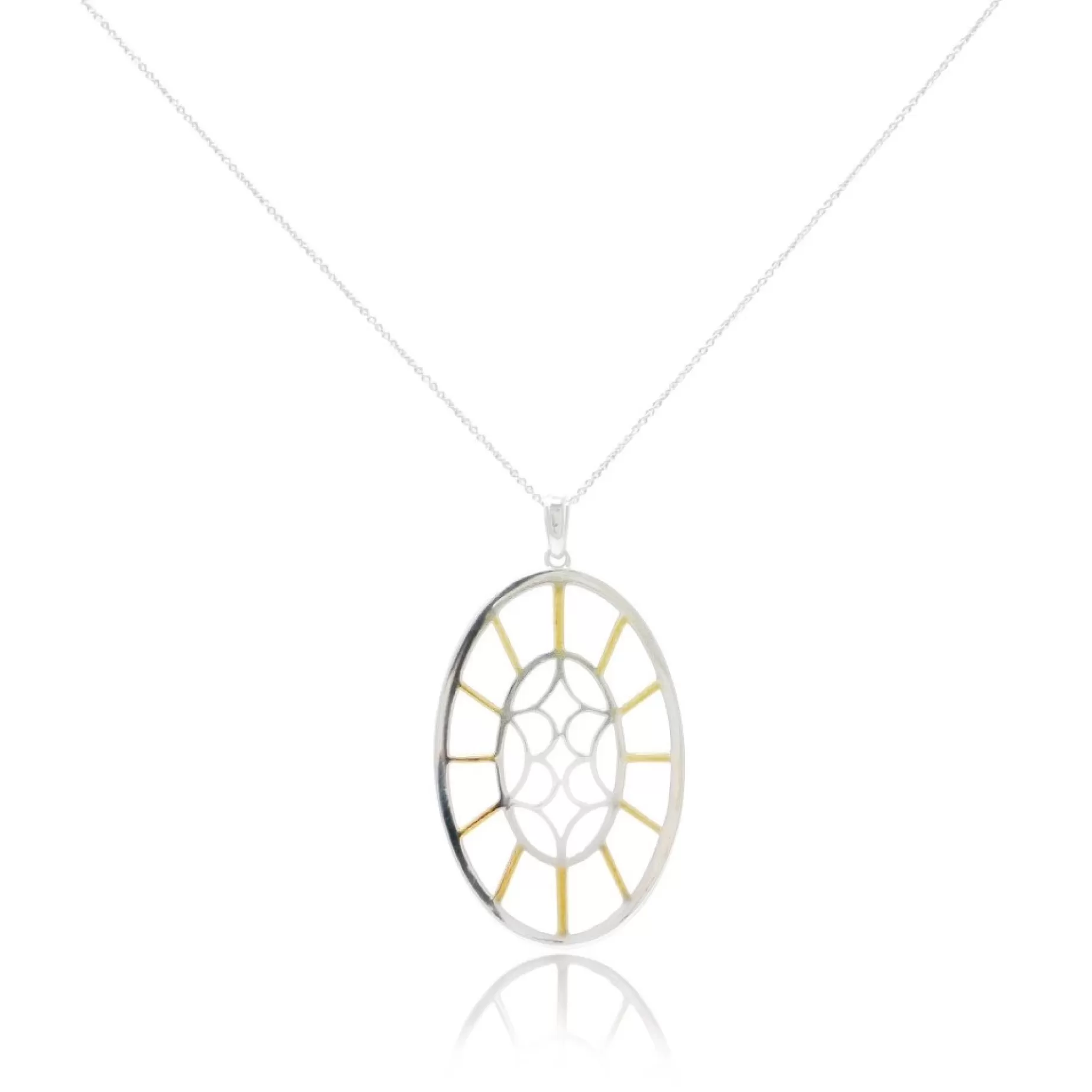 Bull's Eye Oval Pendant In Sterling Silver & Gold Plate<Color Craft Inc Shop