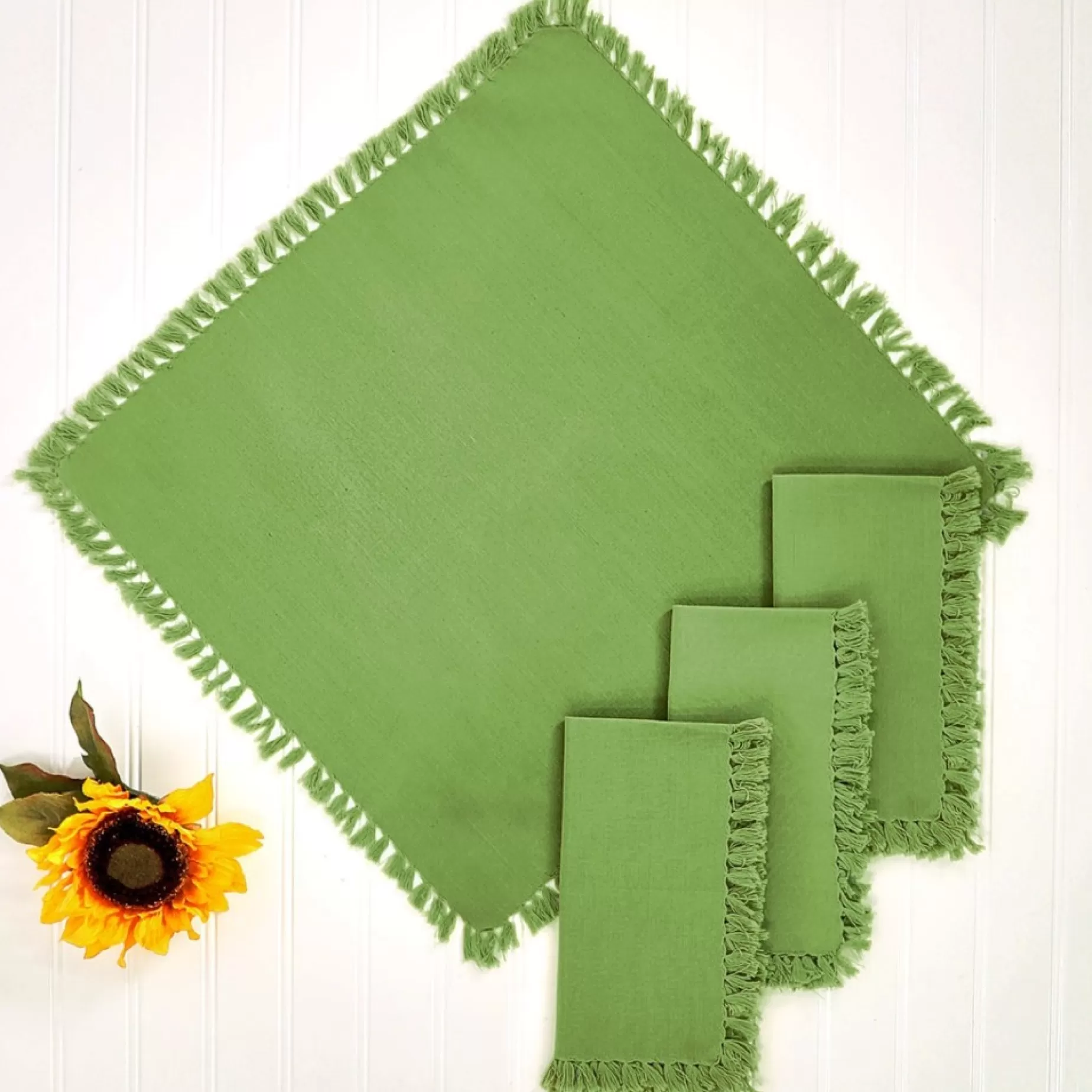 Cotton Fringed Napkins - Irish Green - Set Of 4<CORNELL ONLINE LLC Sale