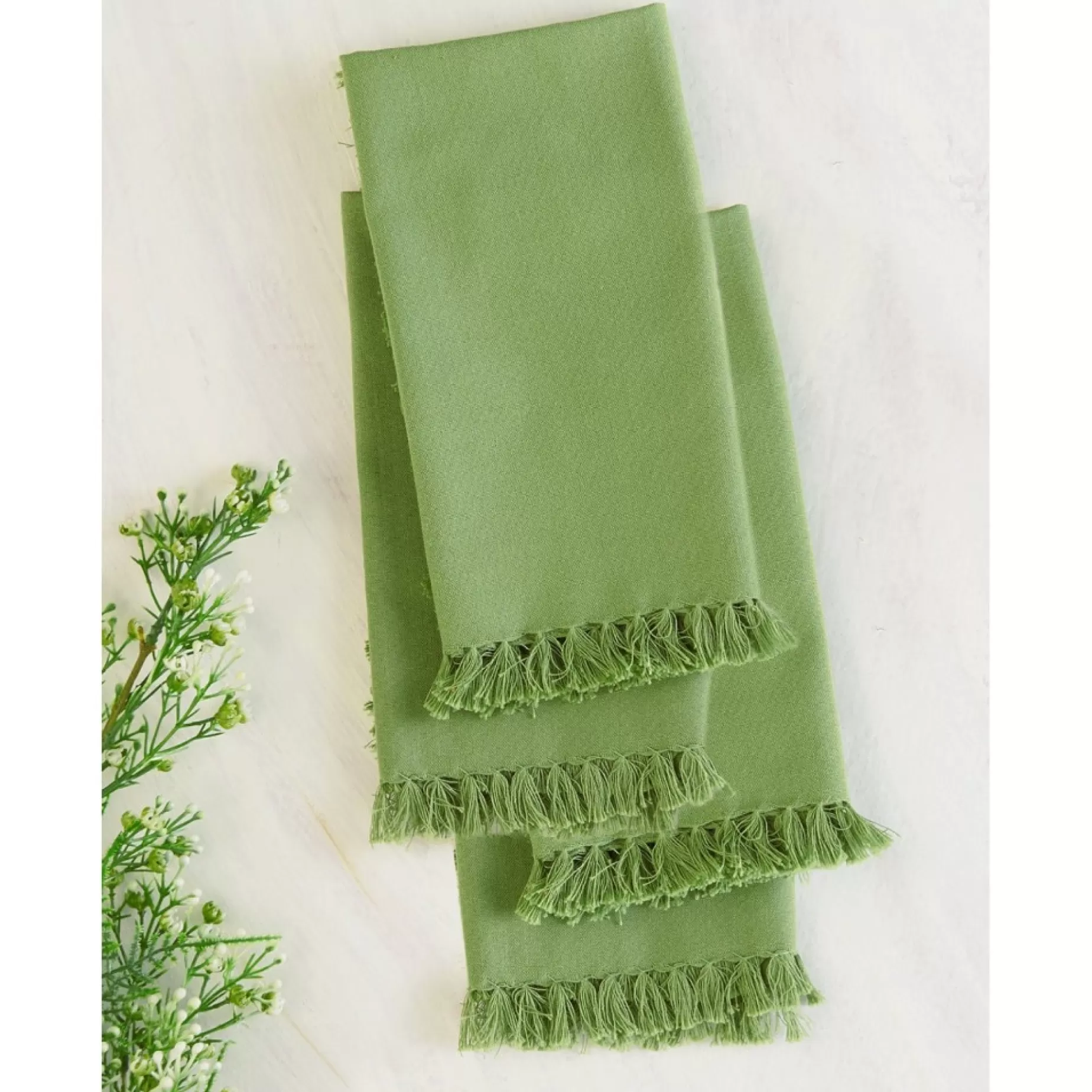 Cotton Fringed Napkins - Irish Green - Set Of 4<CORNELL ONLINE LLC Sale