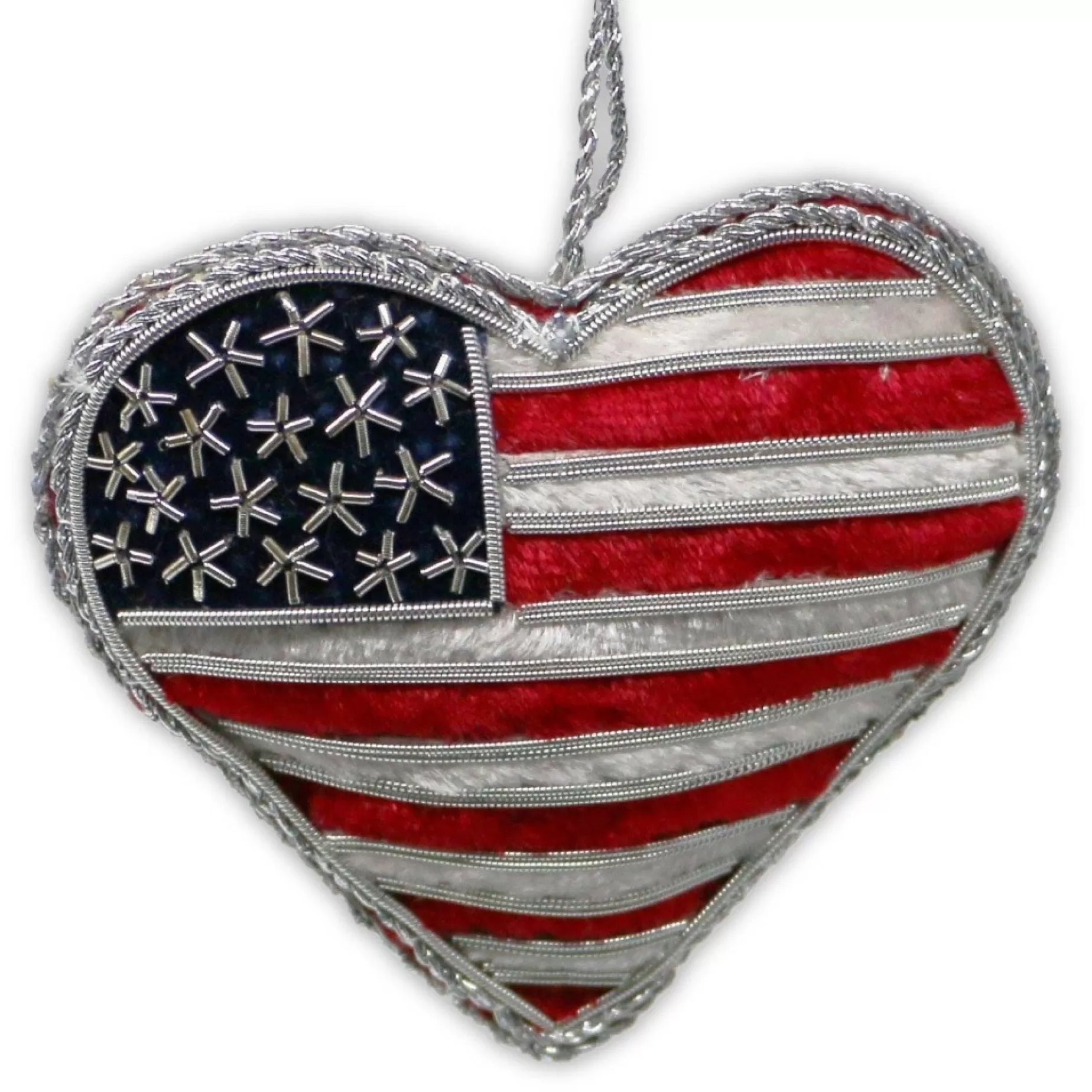 Embroidered Usa Flag Heart Ornament<ST NICOLAS LTD. Flash Sale