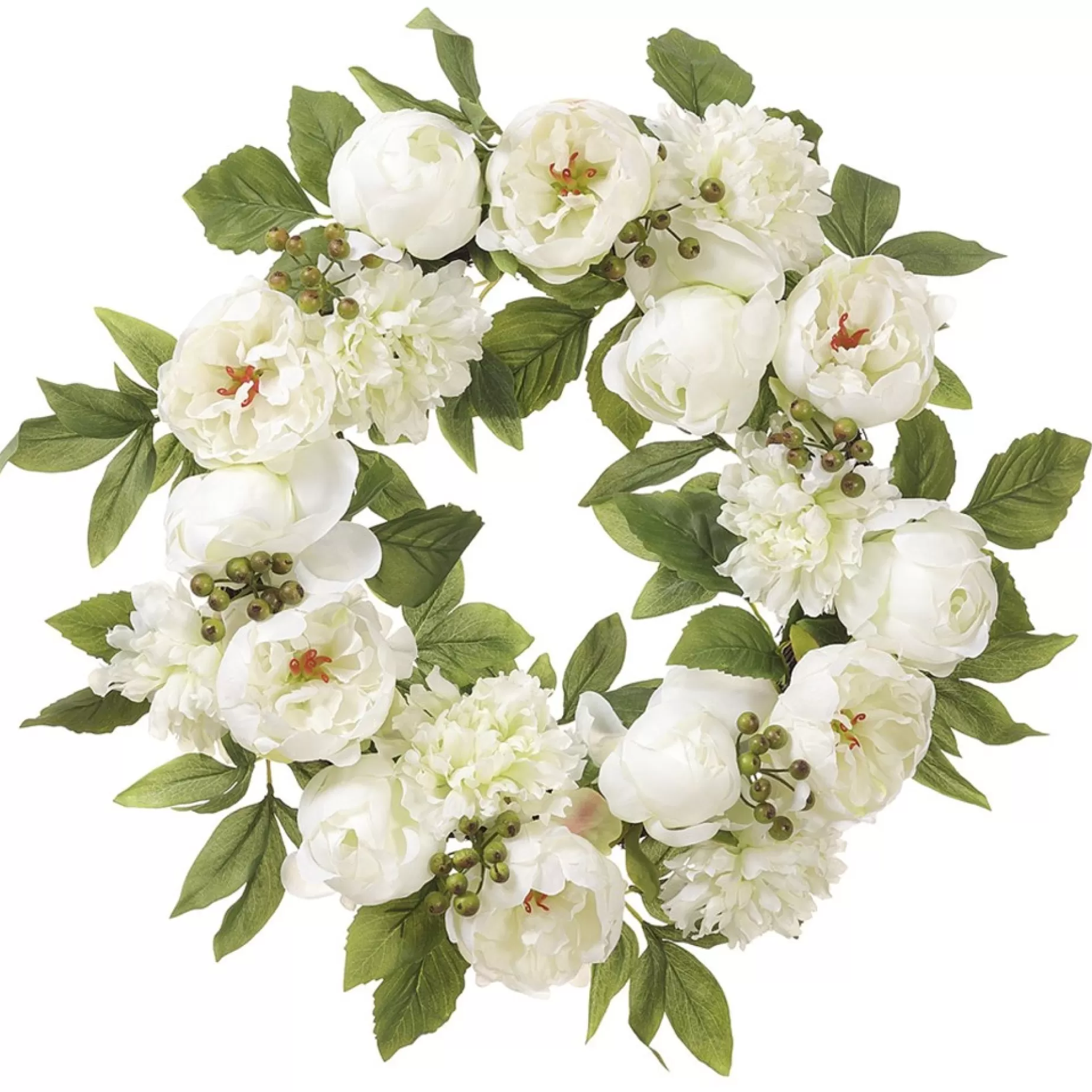 Faux Peony Wreath - Ivory<ALLSTATE FLORAL Cheap