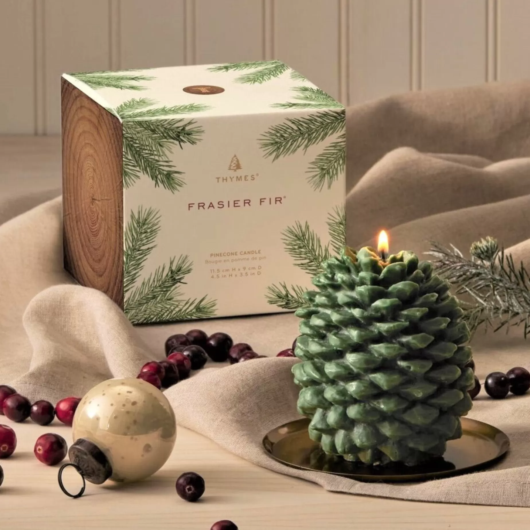 Frasier Fir Pinecone-Shaped Candle With Tray<Thymes Cheap