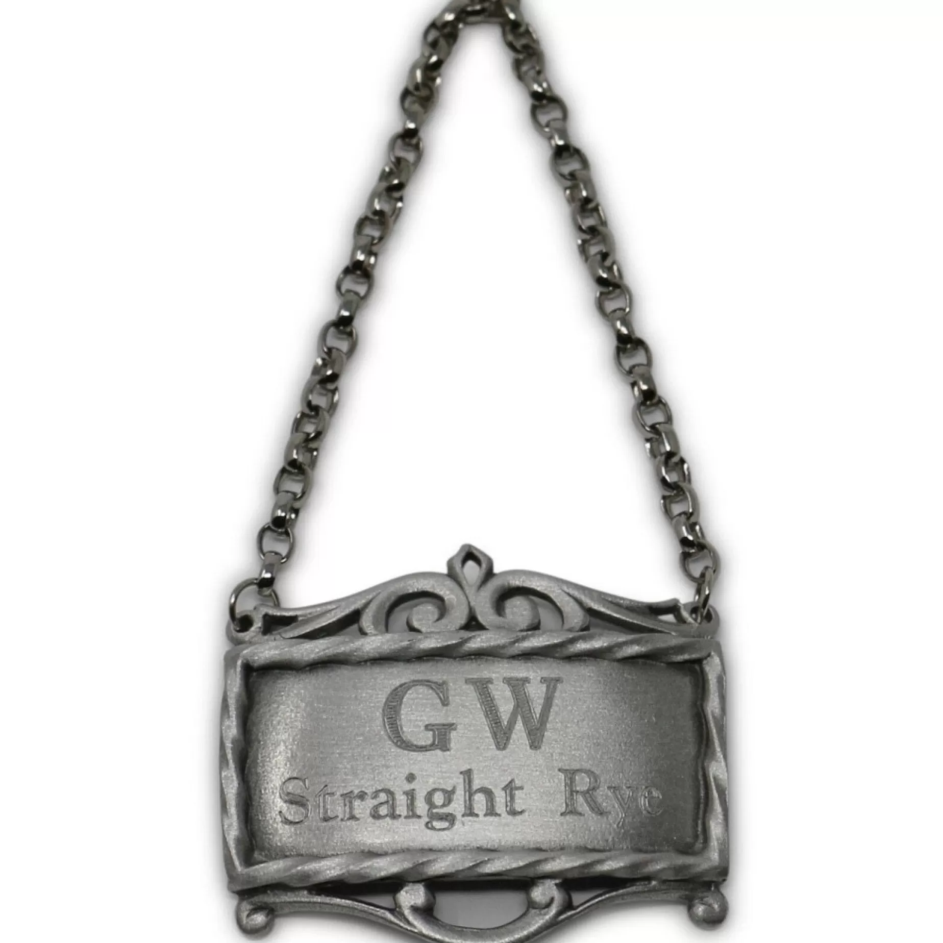 Gw's Straight Whiskey Pewter Decanter Label<SALISBURY PEWTER Shop