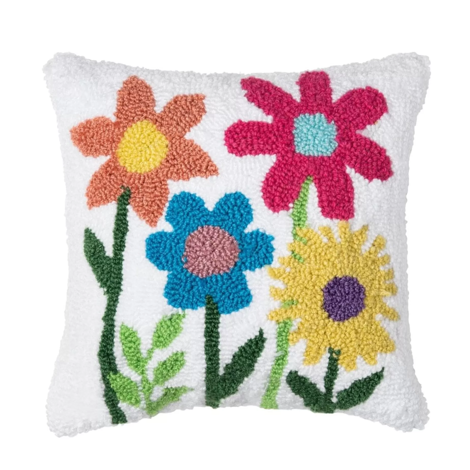 Hooked Yarn Floral Garden Pillow<C & F ENTERPRISE Best Sale