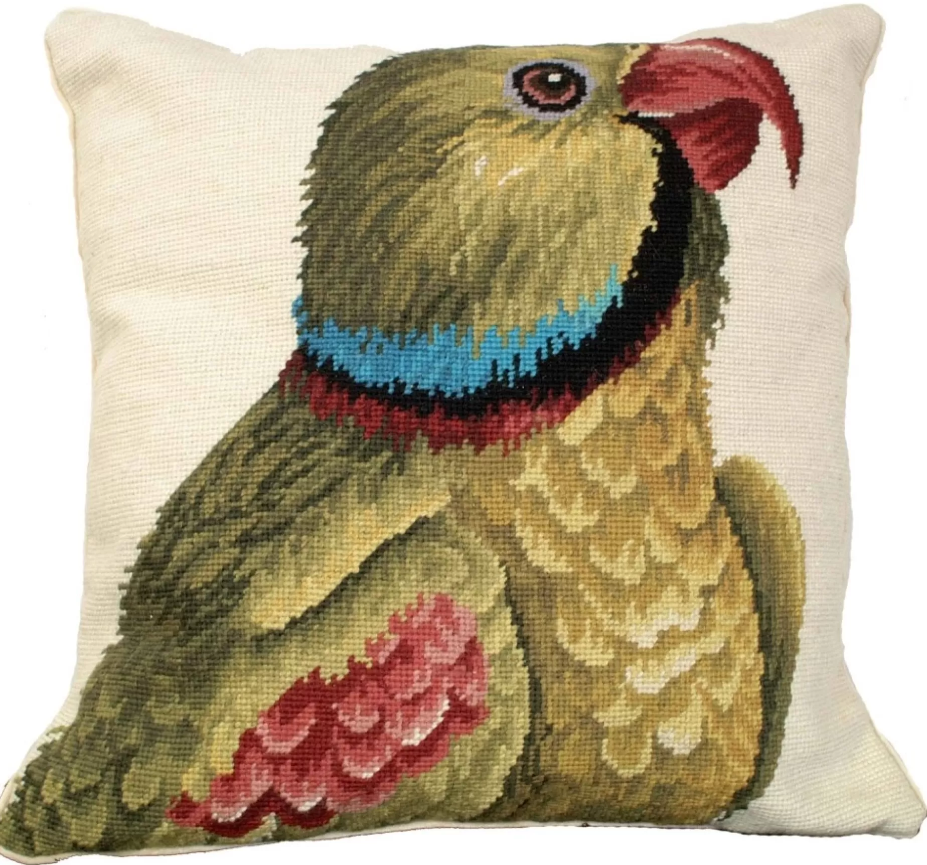 Needlepoint Parrot Pillow - Right-Facing<Michaelian Home Fashion