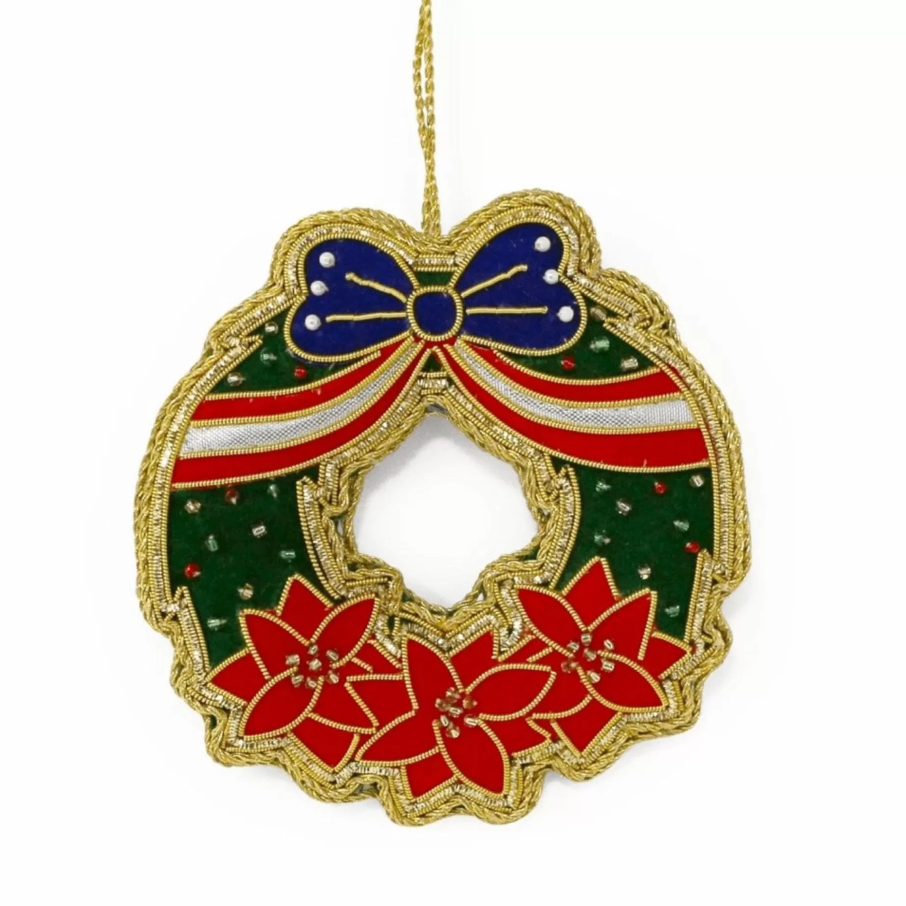 Patriotic Poinsettia Wreath Ornament<ST NICOLAS LTD. New