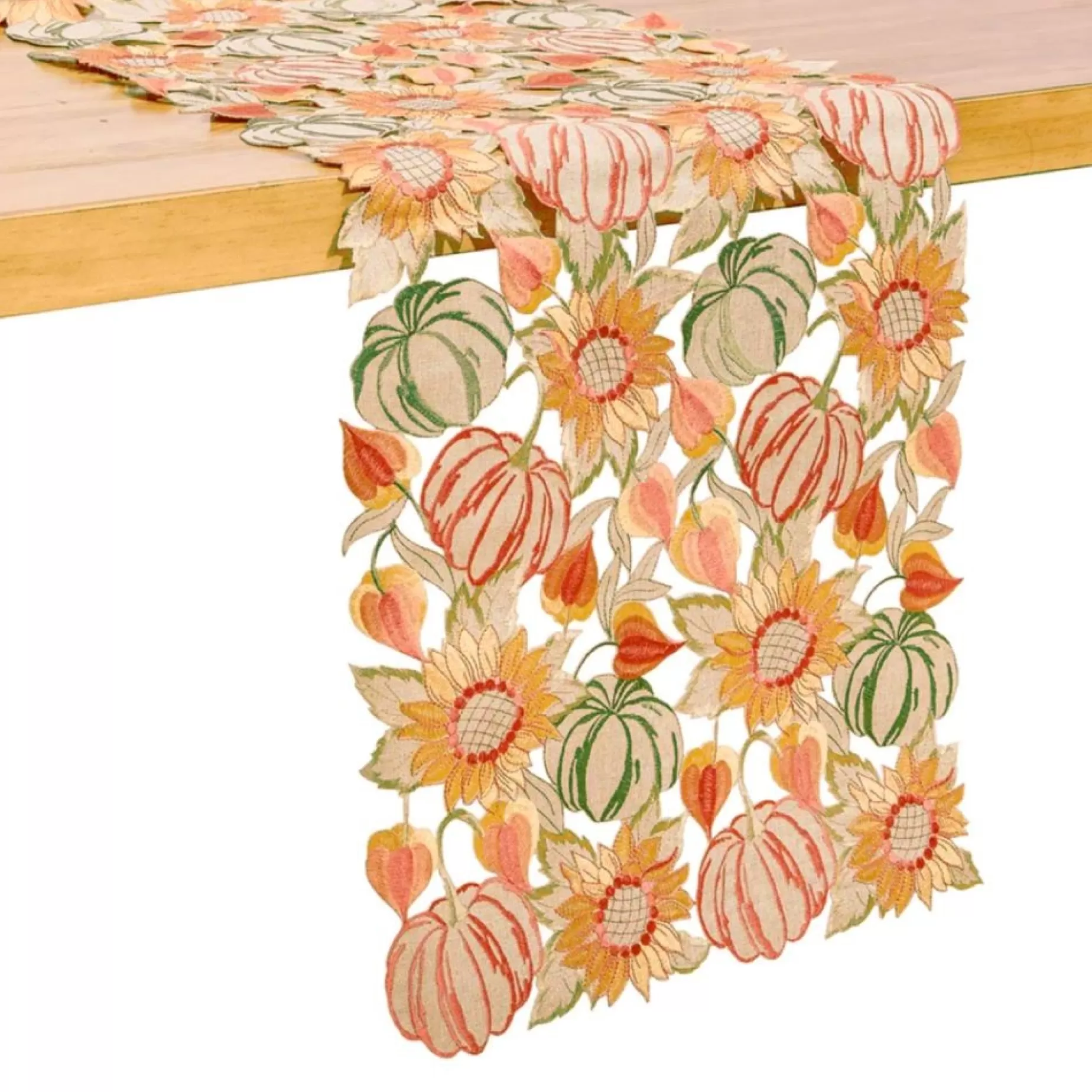 Pumpkin & Sunflower Shimmering Table Runner<C & F ENTERPRISE New