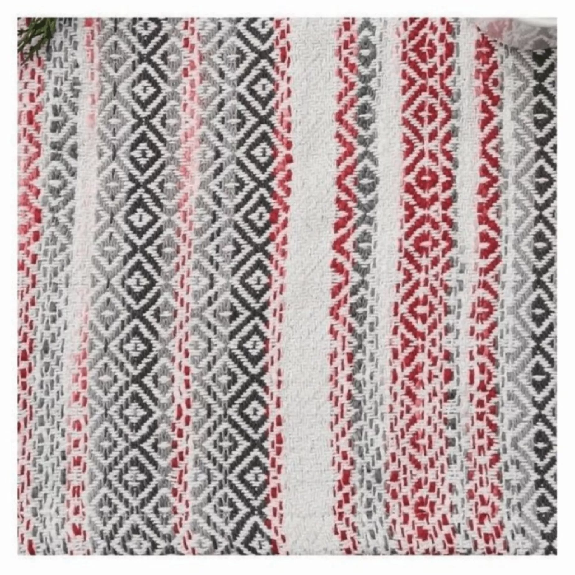 Red & Grey Nordic Weave Throw<C & F ENTERPRISE Best