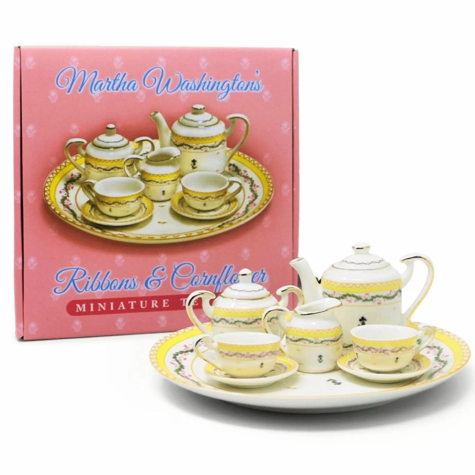 Ribbons & Cornflower Miniature Tea Set<* Cheap