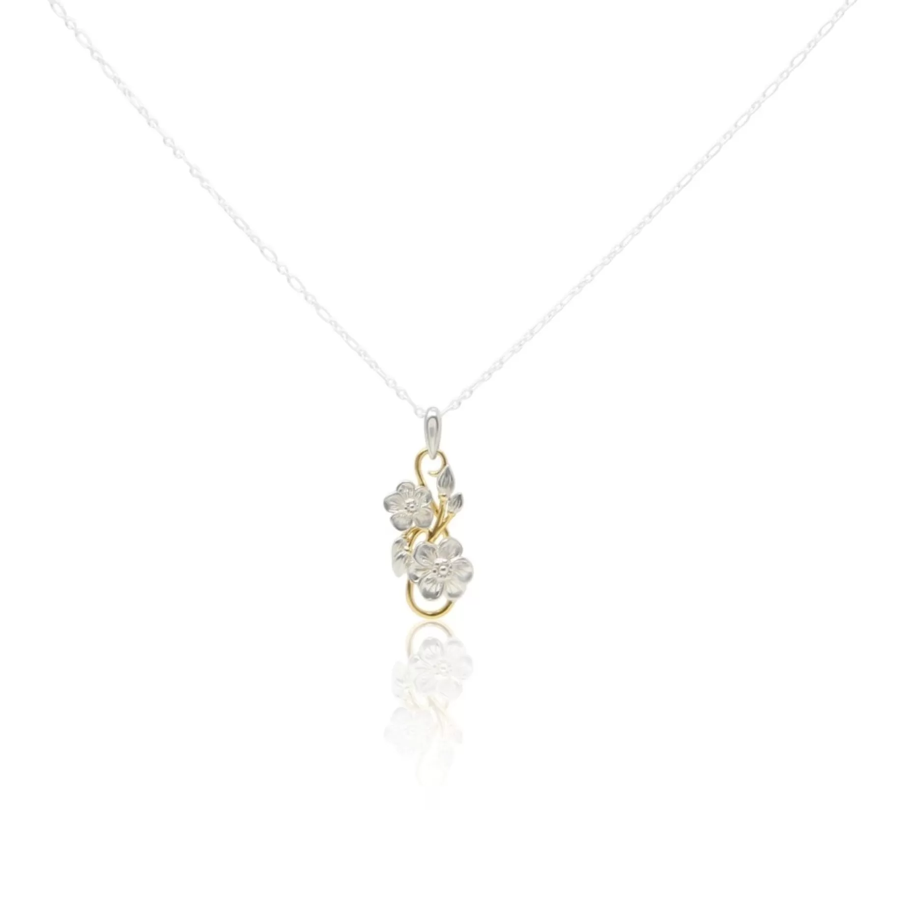 Sterling Silver & Gold Plated Floral Swirl Pendant<Color Craft Inc Online