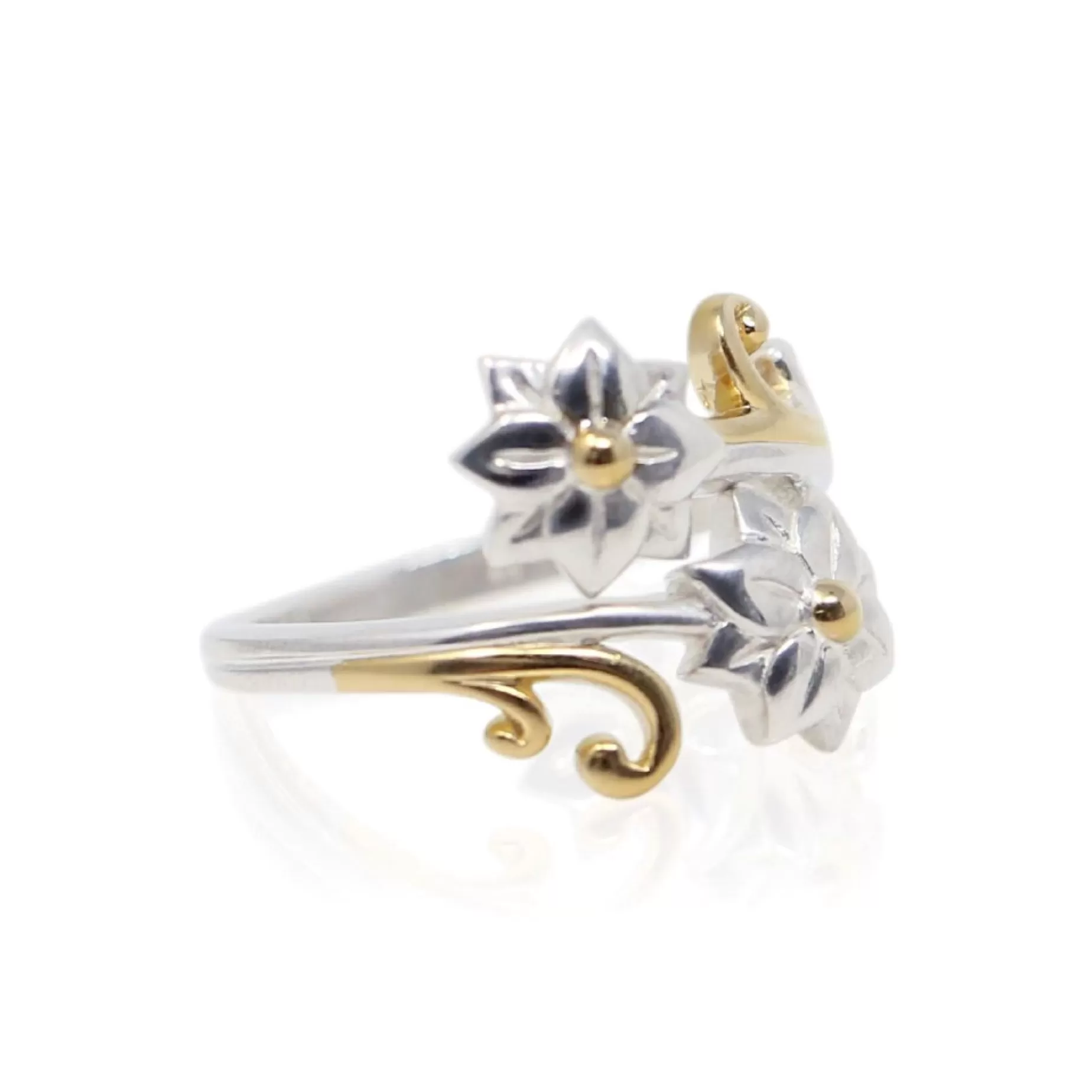 Sterling Silver & Gold Plated Floral Swirl Ring<Color Craft Inc Cheap