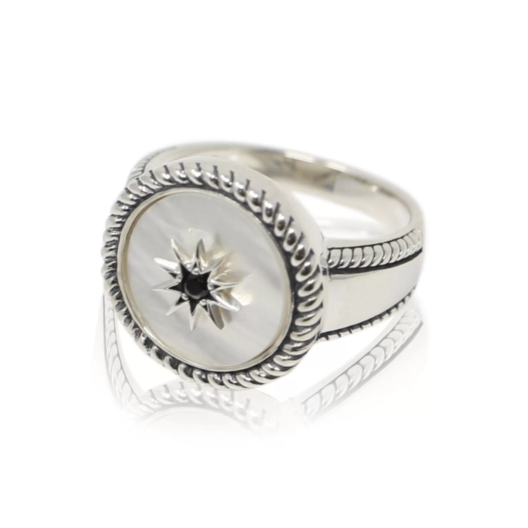 Sterling Silver And Mother Of Pearl Star Button Ring<Color Craft Inc Store