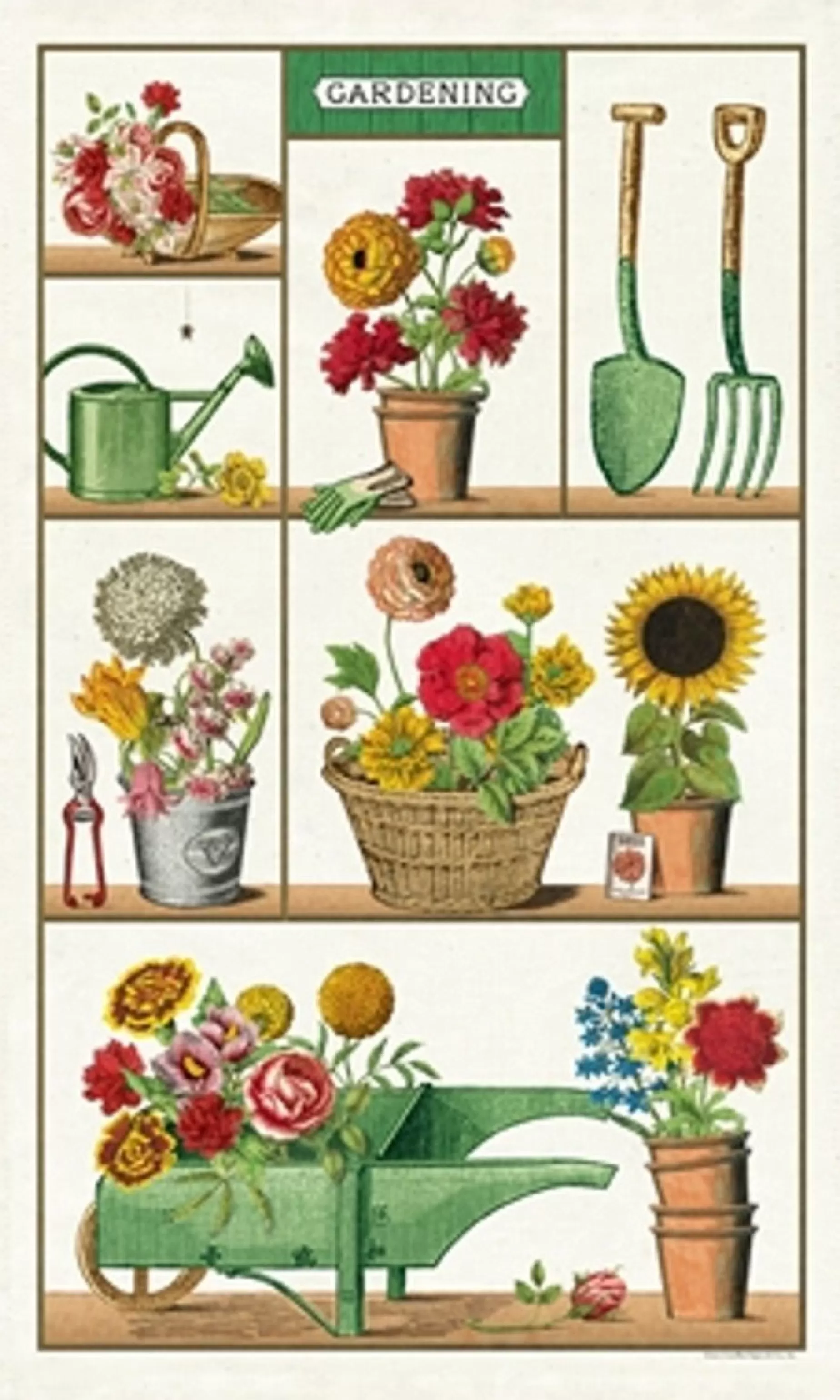 Vintage Gardening Tea Towel<Cavallini Papers & Co. Inc Store