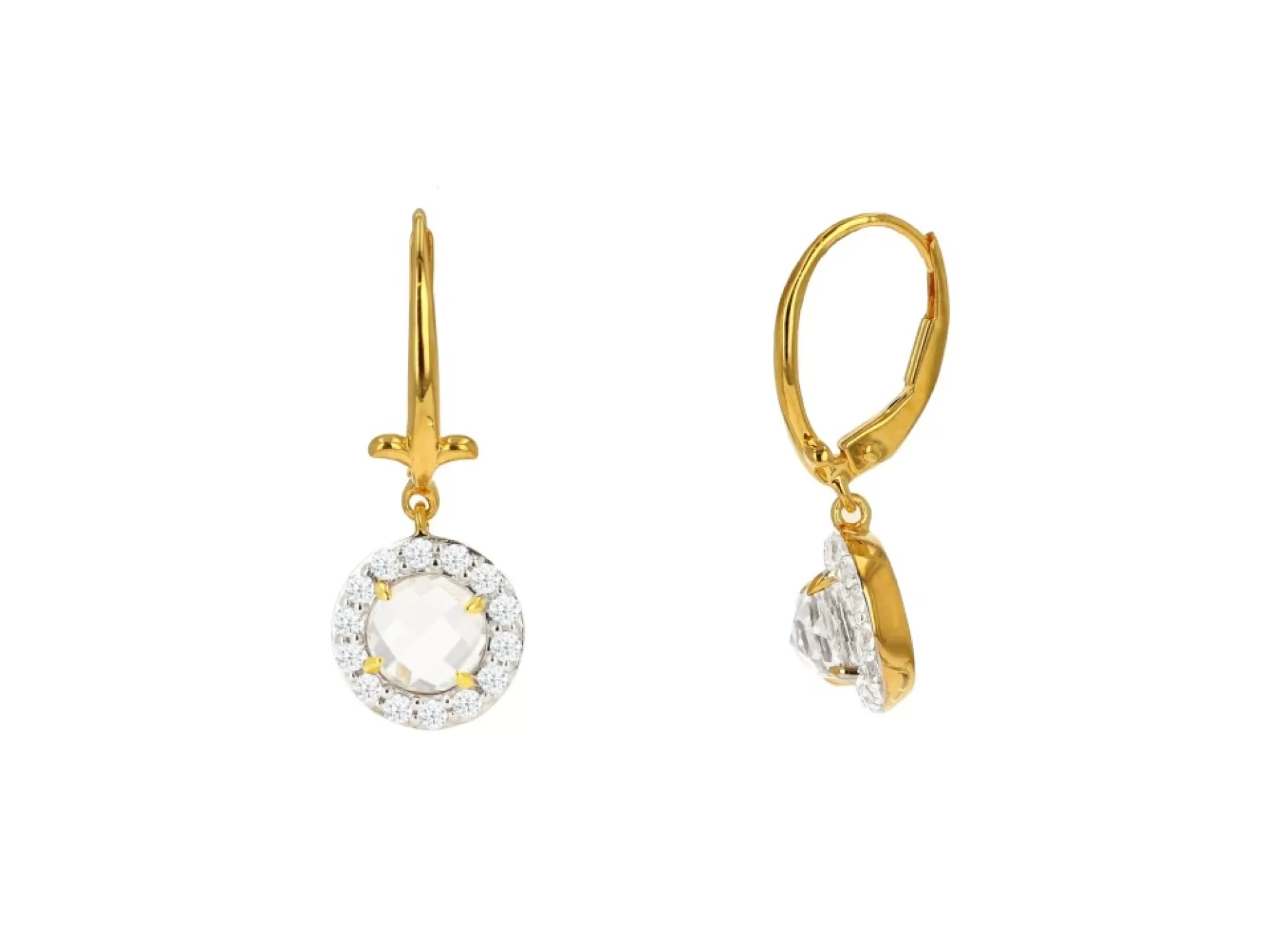 White Topaz Lever Back Earrings<Color Craft Inc Outlet