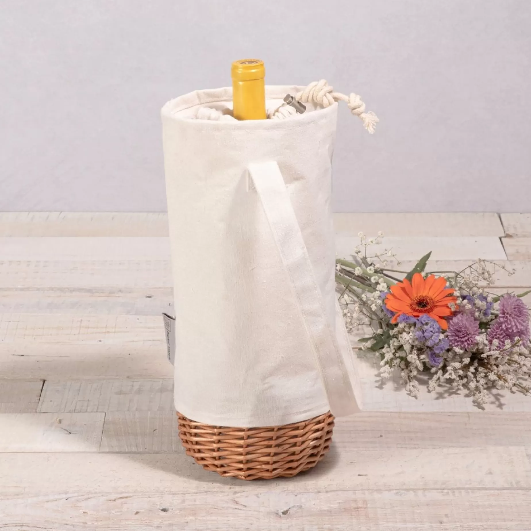 Willow & Canvas Wine Bottle Basket - Natural<Picnic Time Inc. Flash Sale